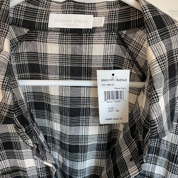 NWT Jonathan Simkhai Standard Crissy Plaid Mini Dress Black White Size Large - Picture 4 of 8